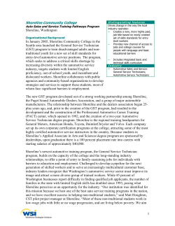 Shoreline Community College - Workforce Strategies initiative