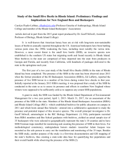 Preliminary Findings of the Study of the Small Hive Beetle in RI 2016