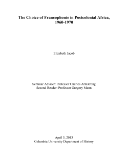 The Choice of Francophonie in Postcolonial Africa, 1960-1970