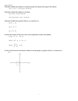 Exam 2 Review Determine whether the relation is a function and