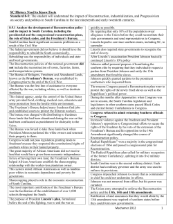 SC History Need to Know Facts Standard 8-5