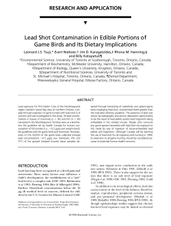 Lead Shot Contamination in Edible Portions of Game Birds and Its