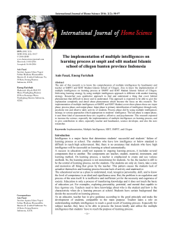 The implementation of multiple intelligences on learning process at