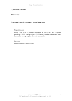 CQUniversity, Australia Janene Carey Excerpt and research