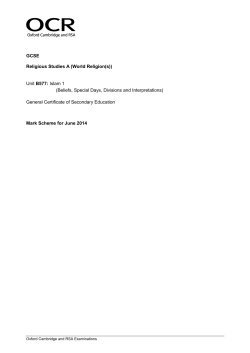 Mark scheme B577 Islam 1 (Beliefs, Special Days, Divisions and