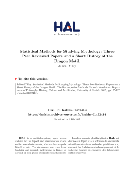 Statistical Methods for Studying Mythology: Three Peer - Hal-SHS