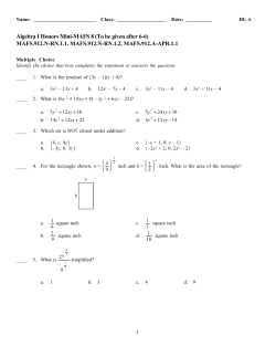 Algebra 1 Honors chapter 6 and 7
