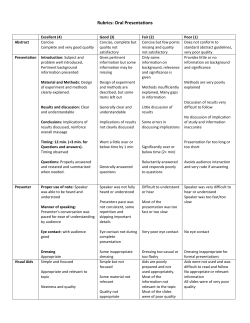 Rubrics: Oral Presentations