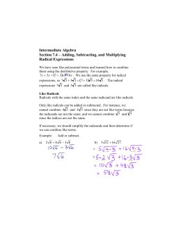 Intermediate Algebra Section 7.4 &ndash; Adding, Subtracting, and