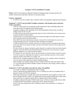 Synopsis: NAFTA beneficial to Canada Thesis: NAFTA has