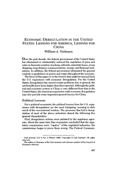 Economic Deregulation In The United States Lessons