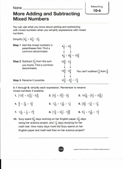 10-6 More Adding and Subtracting Mixed Numbers