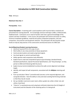 Introduction to MSE Wall Construction Syllabus