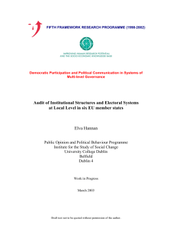 (UCD) `Audit of Institutional Structures and Electoral Systems at
