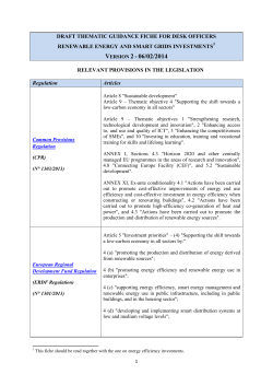 Thematic Guidance Fiche `Renewable energy and smart grids