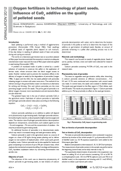 Oxygen fertilizers in technology of plant seeds. Influence of CaO