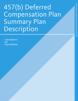457(b) Deferred Compensation Plan Summary Plan