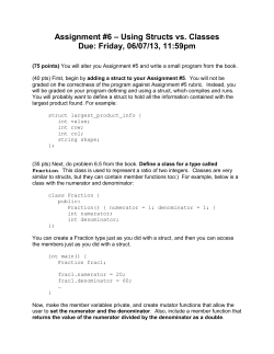 Last Assignment: Using Structs vs. Classes