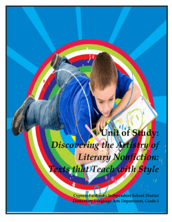 Discovering the Artistry of Literary Nonfiction: Texts