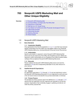DMM 703 Nonprofit Standard Mail and Other Unique Eligibility