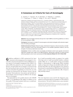 A Consensus on Criteria for Cure of Acromegaly