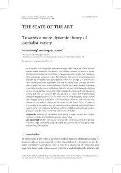 THE STATE OF THE ART Towards a more dynamic theory of