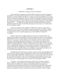 APPENDIX A WHEN May a Litigant Invoke the Constitution? In the