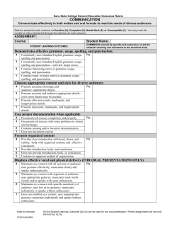 COMMUNICATION Demonstrates effective grammar, usage