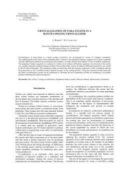 CRYSTALLIZATION OF PARA-XYLENE IN A BATCH COOLING