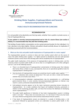 Drinking Water, Cryptosporidium and Immunocompromised Patients