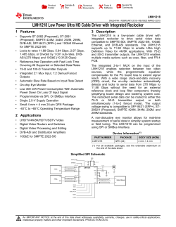 LMH1218 Low Power Ultra HD Cable Driver