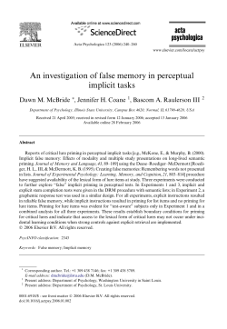 An investigation of false memory in perceptual implicit tasks