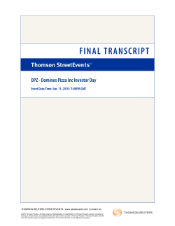 Dominos Pizza Inc Investor Day on Jan. 13. 2010 / 3:00PM