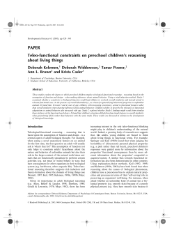 Teleo-functional constraints on preschool
