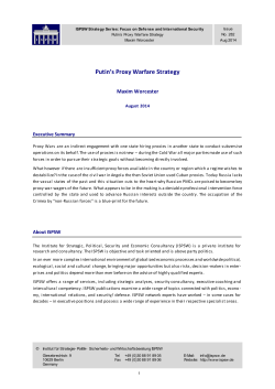 Putin`s Proxy Warfare Strategy