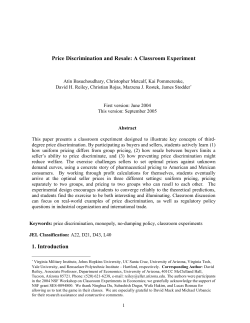 Price Discrimination and Resale: A Classroom Experiment 1