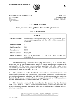 IMO SUB-COMMITTEE ON SAFETY OF NAVIGATION 54th session