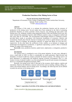 Production Function of the Mining Sector of Iran