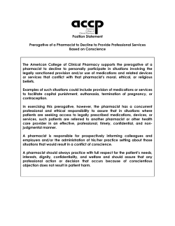 Prerogative of a Pharmacist to Decline to Provide
