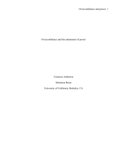 Overconfidence and power 1 Overconfidence and the attainment of