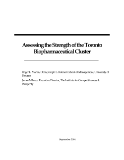 Assessing the Strength of the Toronto Biopharmaceutical Cluster