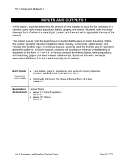 INPUTS AND OUTPUTS 1