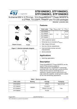 N-channel 650 V, 0.75 typ., 10 A SuperMESH3&trade; Power MOSFETs
