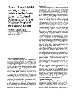 Desert Plants, Habitat and Agriculture in O`odham People of the