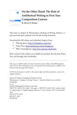 On the Other Hand: The Role of Antithetical Writing in First Year