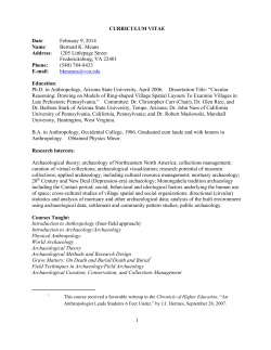 1 CURRICULUM VITAE Date: February 9, 2014 Name: Bernard K