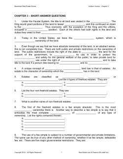 CHAPTER 3 &ndash; SHORT-ANSWER QUESTIONS 1. Under the Feudal