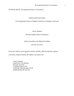 Developmental analysis of consistency 1 RUNNING