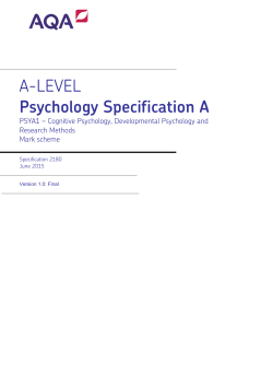 A-level Psychology A Mark scheme Unit 01 - Cognitive