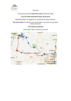 DIRECTIONS TO ETALI FROM JOHANNESBURG We DO NOT